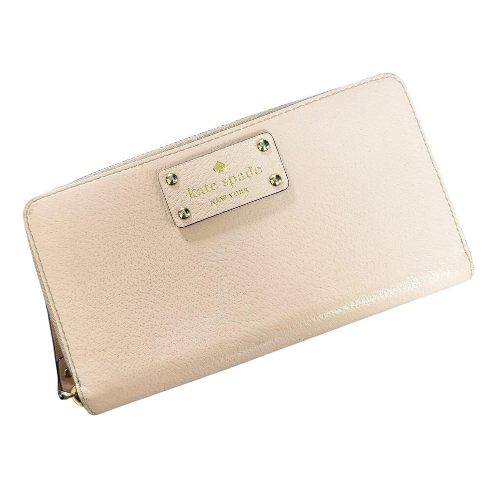 Kate Spade Wallet Womens One Size Pink Leather Zip Around Logo Continental